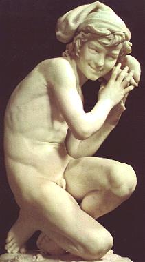 I am a living statue of Carpeaux's Fisherboy