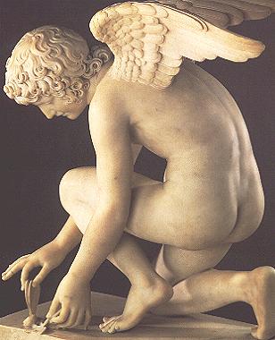 I am a living statue of Chaudet's Cupid