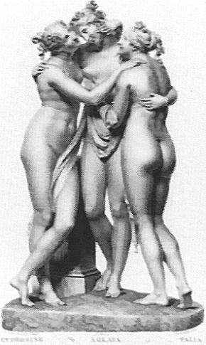 Canova's Three Graces - engraving (enlarged)