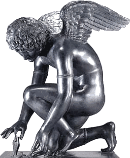 Chaudet's Cupid - bronze statuette with arm and leg bands
