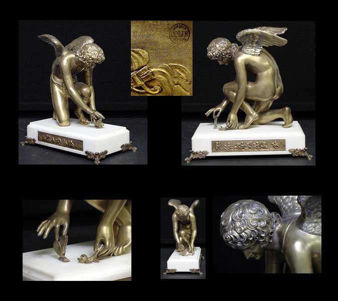 Chaudet's Cupid - montage of auctioned bronze statuette