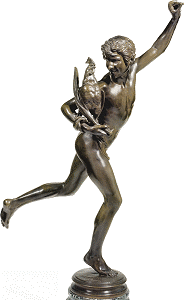Falguière's Cockfight - bronze statuette - colour Falguière's Cockfight - bronze statuette - colour