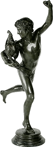 Falguière's Cockfight - bronze statuette - colour Falguière's Cockfight - bronze statuette - colour