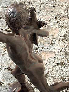 Falguière's Cockfight - bronze statuette overhead back view