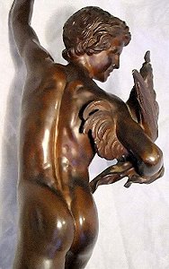 Falguière's Cockfight - another bronze statuette back view