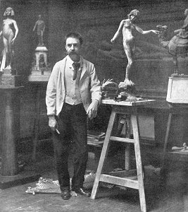 Edward Onslow Ford in his studio
