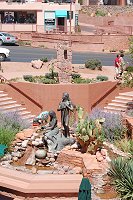 Susan Kliewer - Sinagua Plaza and statue, Sedona, Arizona
