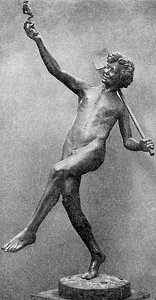 Moulin's Find at Pompeii statuette with fig leaf - front left view Moulin's Find at Pompeii statuette with fig leaf - front left view