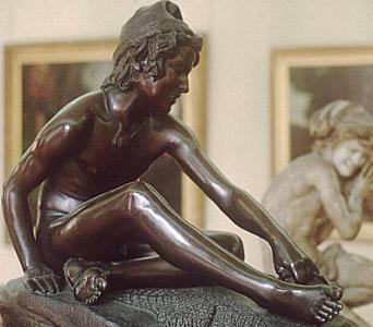 Rude's Fisherboy, bronze copy at Dijon - right side