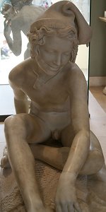 Rude's Fisherboy, Louvre - front view (dark)