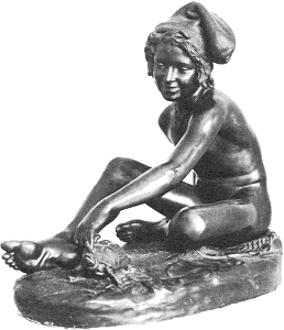 Rude's Fisherboy, bronze statuette - left side