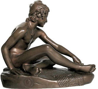 Rude's Fisherboy, bronze statuette - right side