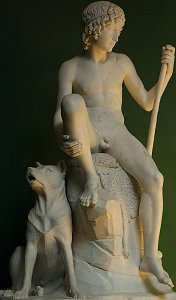 Shepherd Boy with his Dog by Bertel Thorvaldsen - front right view