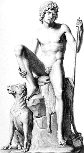 Shepherd Boy with his Dog by Bertel Thorvaldsen - sketch by Ignazio Podio with fig leaf