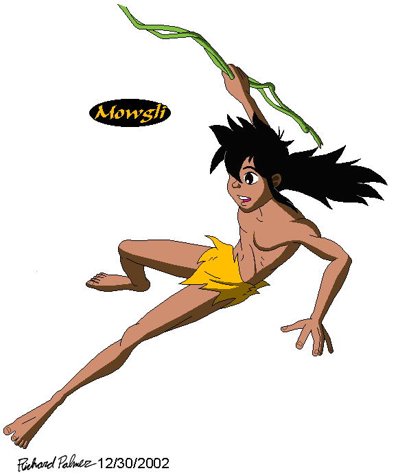 Mowgli from the Jungle Book anime - fanart by Richard 'Kuroku' Palmer - click for non-transparent version