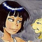 Barry Blair and Colin Chan: Mowgli clothed, with Baloo and a wildcat