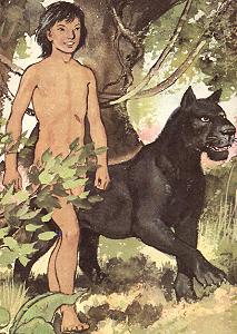 Mowgli and Bagheera in the jungle Mowgli and Bagheera in the jungle