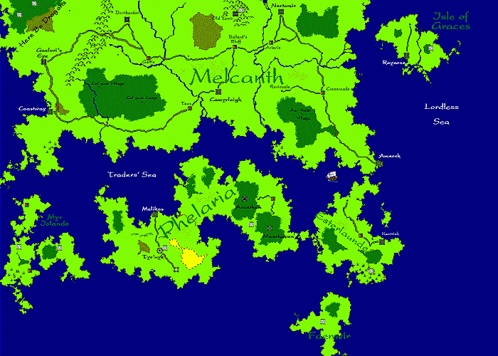 Map of the World of Phantasie.  Click for Full Size