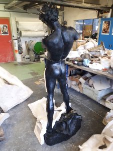 Flix Maurice Charpentier - L'Improvisateur (lifesize 2021 replica under assembly, back view)