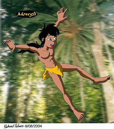 Mowgli leaping with background