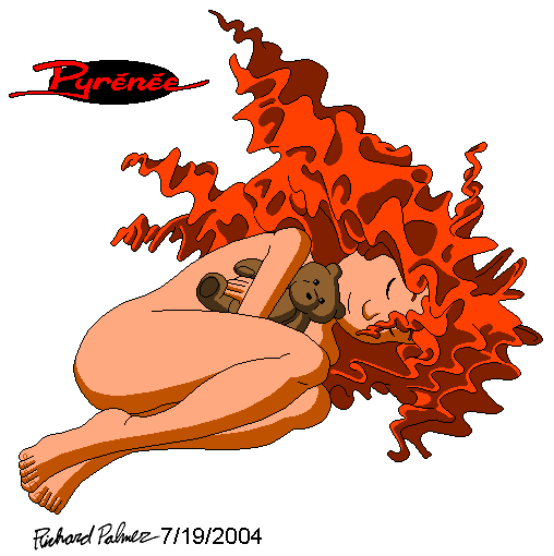 Pyrénée sleeping peacefully with her teddy bear - fanart by Richard ’Kuroku’ Palmer Pyrénée sleeping peacefully with her teddy bear - fanart by Richard ’Kuroku’ Palmer