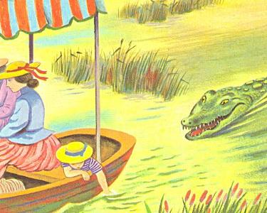 The child trailed his hands in the river